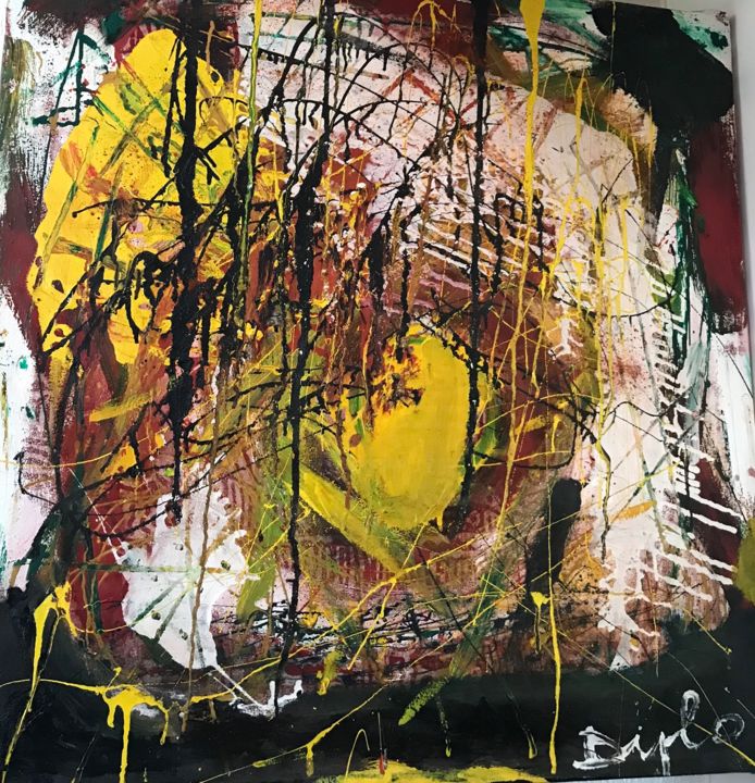 Peinture intitulée "Pluie d’Afrique" par Mdiplo, Œuvre d'art originale, Laque