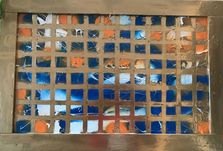 Peinture intitulée "Carré d’or" par Mdiplo, Œuvre d'art originale, Bombe aérosol