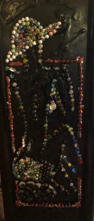 Peinture intitulée "Femme à billes" par Mdiplo, Œuvre d'art originale, Laque