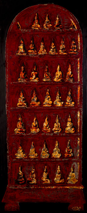 Painting titled "34 faces" by Marie-Dominique Boneu Hyman (MDO), Original Artwork, Other