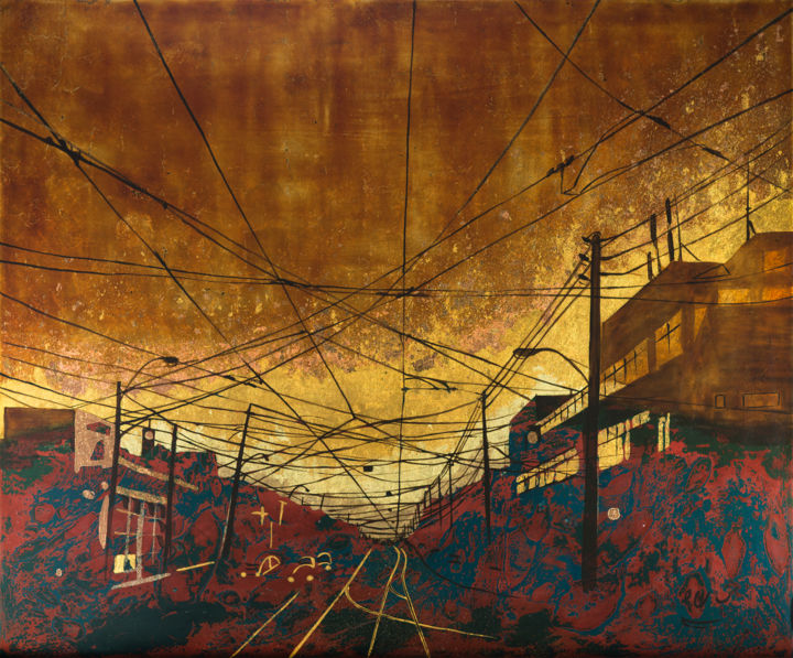 Painting titled "Bathurst&Dundas" by Marie-Dominique Boneu Hyman (MDO), Original Artwork, Lacquer