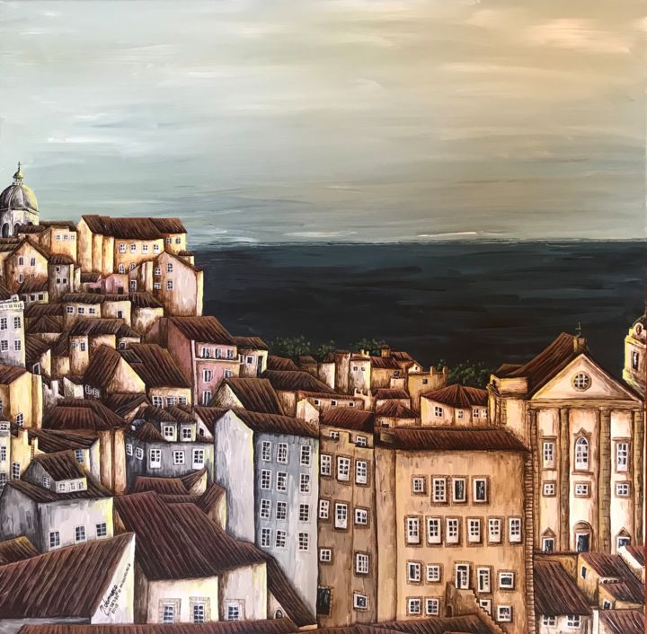 Painting titled "“DESDE O MIRADOURO”" by M.Domarco, Original Artwork, Acrylic