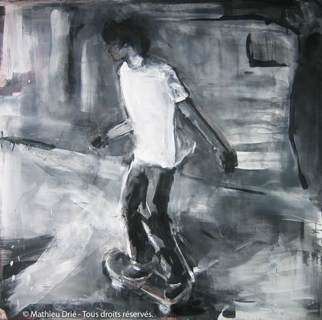 Painting titled "NY Skateboard" by Mathieu Drié, Original Artwork