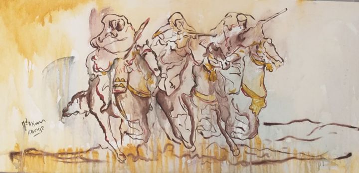Pittura intitolato "Ceremonies" da Med Akram Khouja, Opera d'arte originale, Acrilico