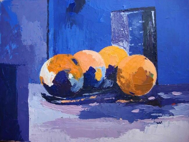 Painting titled "Oranges" by Med Djelloul, Original Artwork
