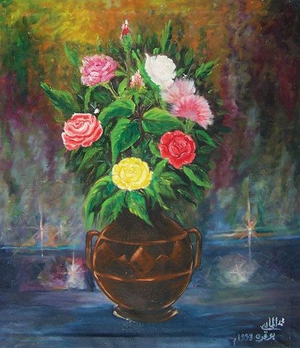 Pintura titulada "vase" por Med Elhadi Bouguerra, Obra de arte original