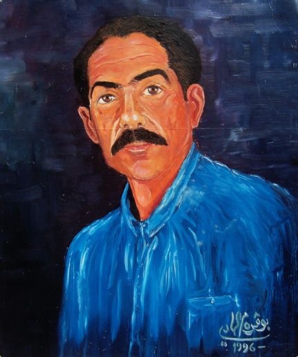 Pintura intitulada "autoportrait" por Med Elhadi Bouguerra, Obras de arte originais
