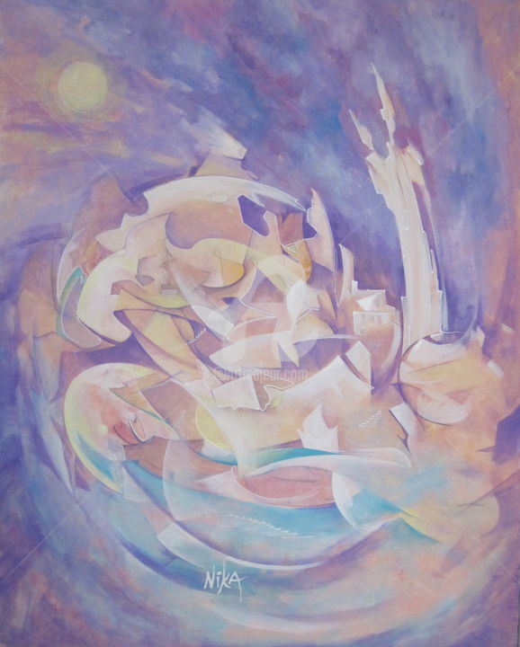 Schilderij getiteld "В лунном свете зазе…" door Nika Tartakovskaia, Origineel Kunstwerk, Acryl
