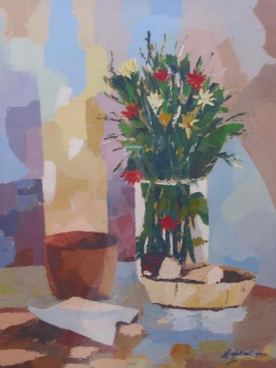 Painting titled "Bouquet" by Mohammed Djelloul, Original Artwork