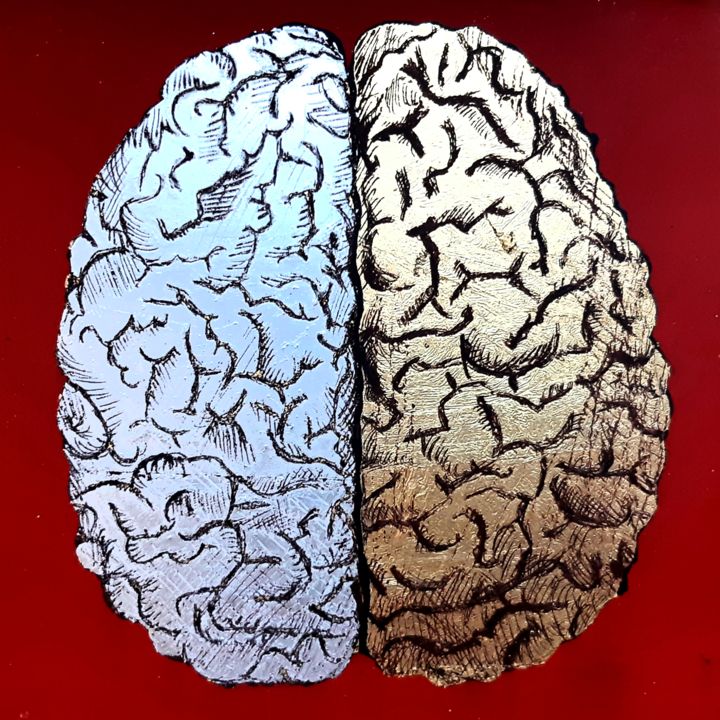 Pintura intitulada "Cerebro" por Mara, Obras de arte originais, Tinta spray Montado em Painel de madeira