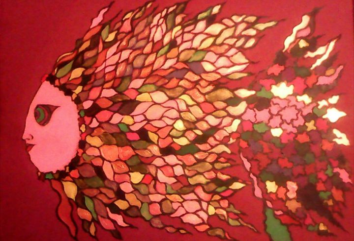 Картина под названием "Рыба Шебеке." - Вера Медяник, Подлинное произведение искусства, Акрил