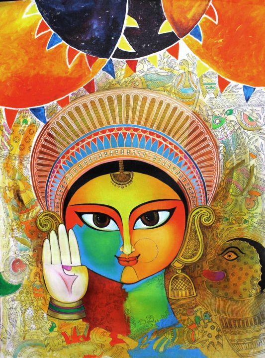 Painting titled "mother" by Meenakshi Jha Banerjee, Original Artwork, Acrylic