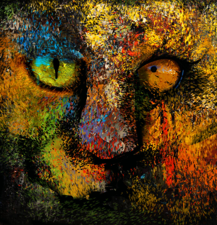 Digital Arts titled "Tiger" by Meflying, Original Artwork, Digital Painting