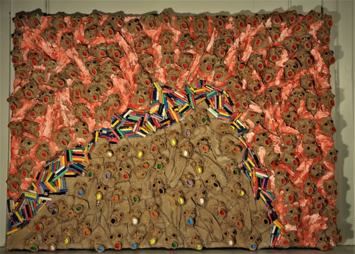 Peinture intitulée "2017-nous-migrants…" par Marie-Emmanuelle Franquelin, Œuvre d'art originale,