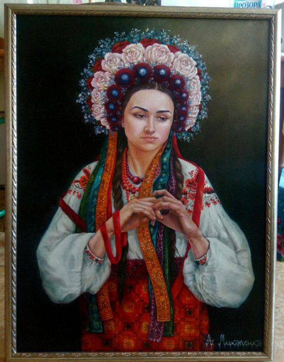 Peinture intitulée "Украинка" par Alona Mikolenko, Œuvre d'art originale, Huile