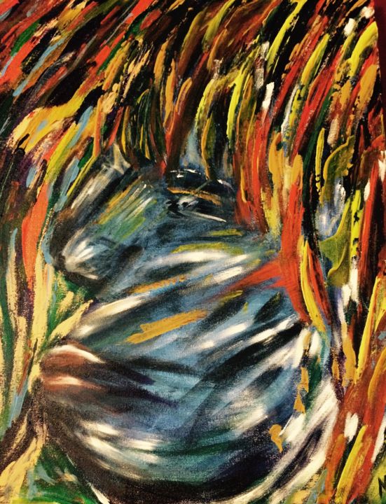 Painting titled ""The Tribal Man"" by Megan Parrent, Original Artwork, Oil