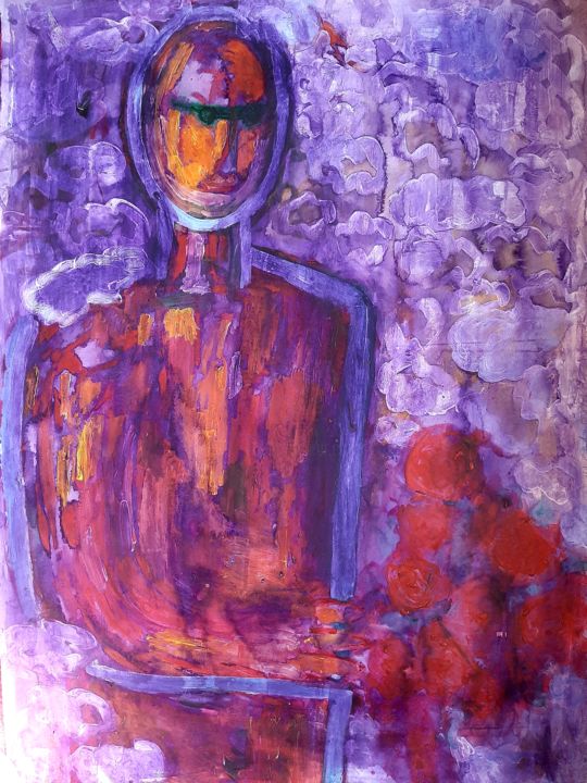 Pintura intitulada "Muškarac s rużama" por Magdalena Zovkic, Obras de arte originais, Acrílico