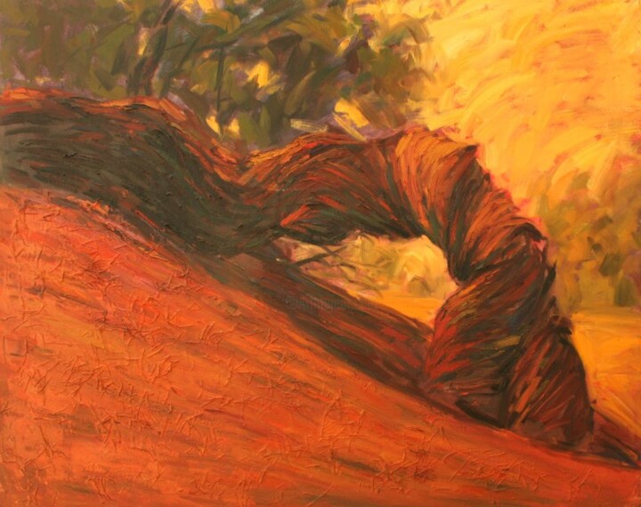 Painting titled "Tamarix tree" by Mehdi Fahraji, Original Artwork, Oil