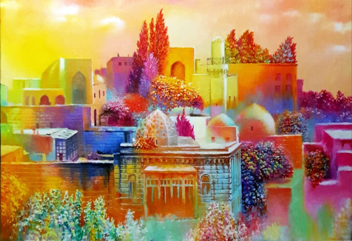 Painting titled "Shirvanshakh Palace" by Mehman Abdullayev, Original Artwork, Oil