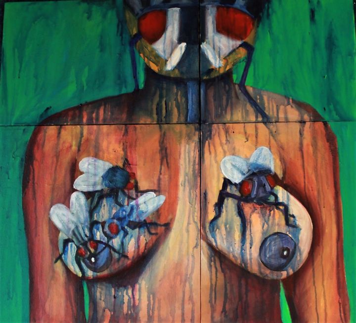 绘画 标题为“His shame on her 2” 由Mehreen Hashmi Hashmi, 原创艺术品, 丙烯