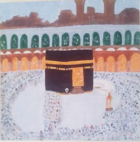 Peinture intitulée "makkah" par Mehtab Zafar, Œuvre d'art originale, Huile