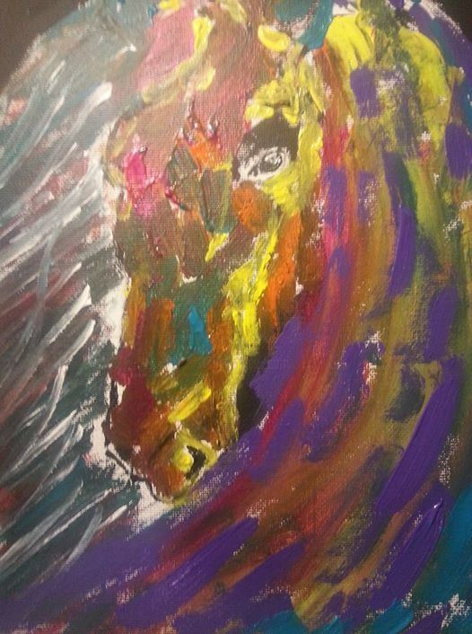 Painting titled "tete d'un cheval" by Mehrez Thlijeni, Original Artwork, Acrylic