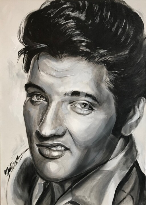Painting titled "Elvis Presley" by Meiling Alvarez Marquez, Original Artwork, Acrylic