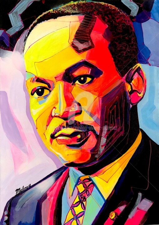 제목이 "Martin Luther King"인 미술작품 Meiling Alvarez Marquez로, 원작, 아크릴 나무 들것 프레임에 장착됨