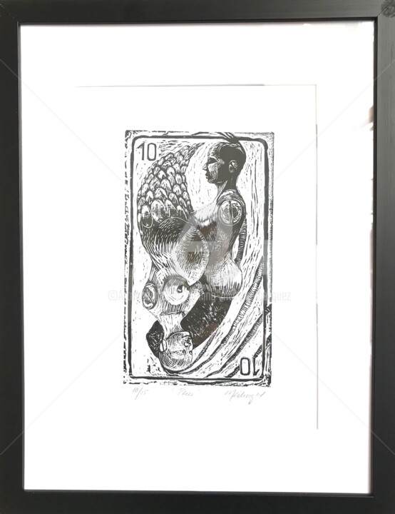 Отпечатки и Гравюры под названием "Poissons" - Meiling Alvarez Marquez, Подлинное произведение искусства, Линогравюры
