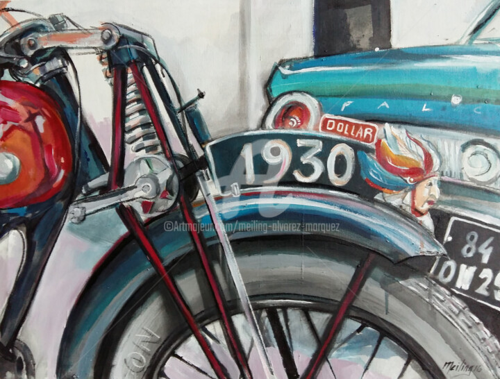 Pintura titulada "serie-voitures-anci…" por Meiling Alvarez Marquez, Obra de arte original, Acrílico