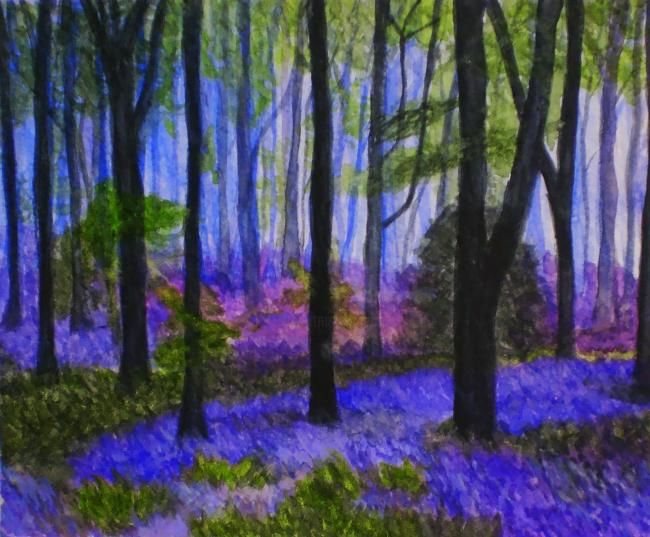 Pintura titulada "Bosque Lavanda" por Mejias., Obra de arte original, Oleo