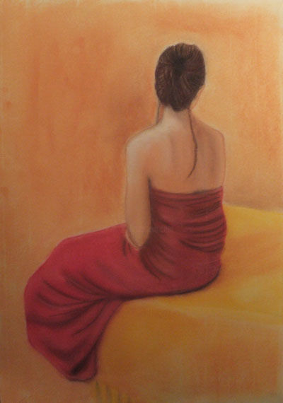 Pintura titulada "Joven sentada" por Mejias., Obra de arte original, Otro