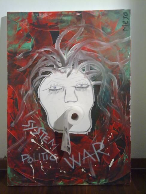 Pittura intitolato "politic paper" da Mejo Informal Art Contemporary Art, Opera d'arte originale, Olio