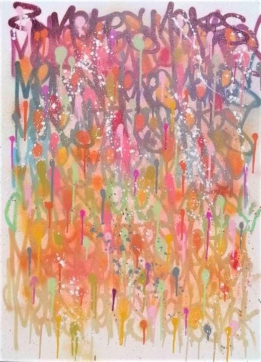 Painting titled "flowers" by Mekes, Original Artwork, Spray paint