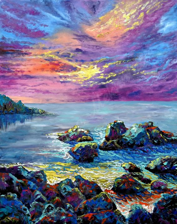 Pintura titulada "California Coast" por Svetlana Mekhnina, Obra de arte original, Oleo