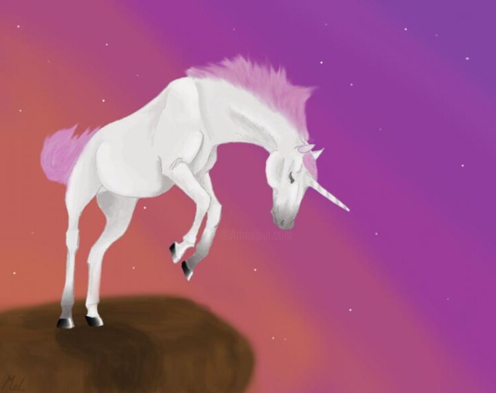 Digital Arts titled "Unicorns Dusk" by Mel Campion, Original Artwork