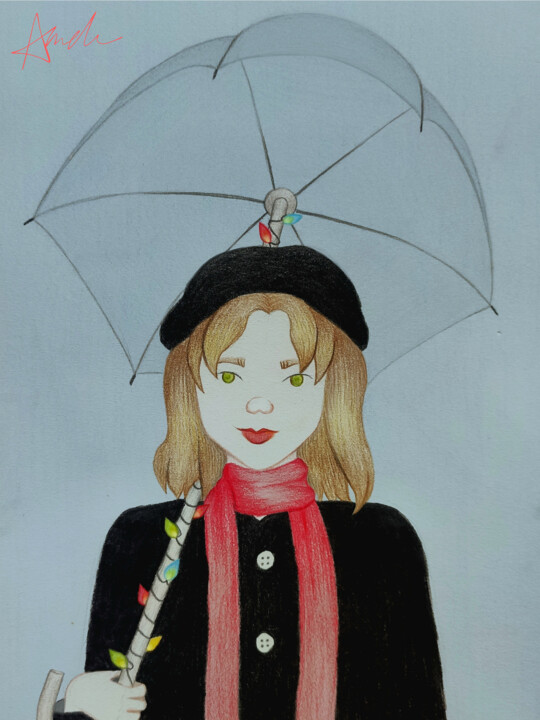 Drawing titled "Rainsnow" by Mela, Original Artwork, Pencil
