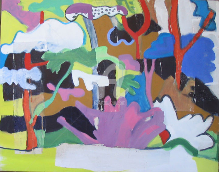 Pittura intitolato "Paysage,  90x80cm,…" da Melainie Bide, Opera d'arte originale, Gouache