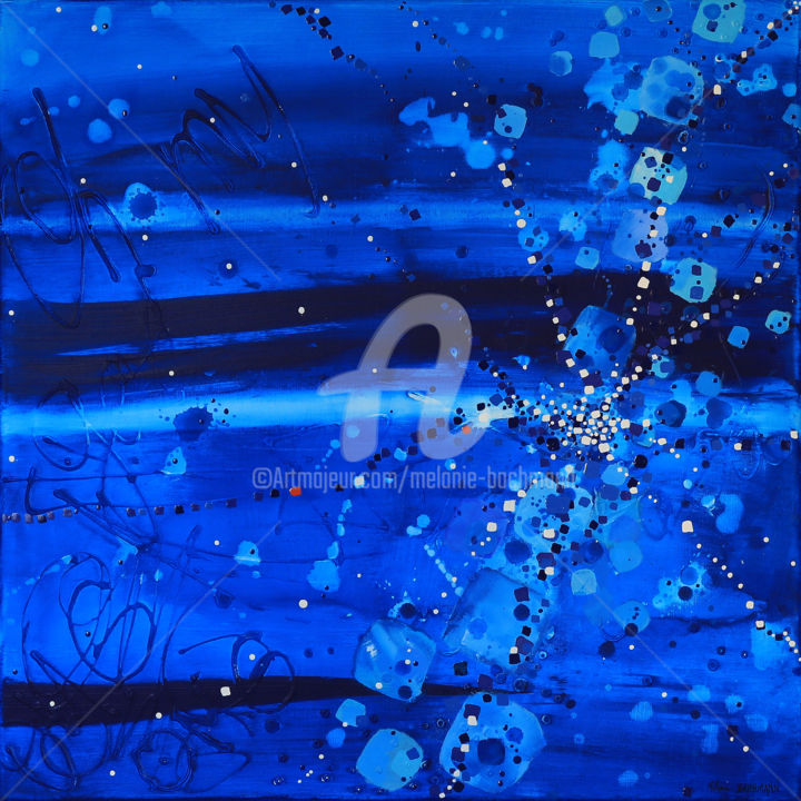 Peinture intitulée "L'ONDE BLEUE" par Mélanie Bachmann, Œuvre d'art originale, Acrylique Monté sur Châssis en bois