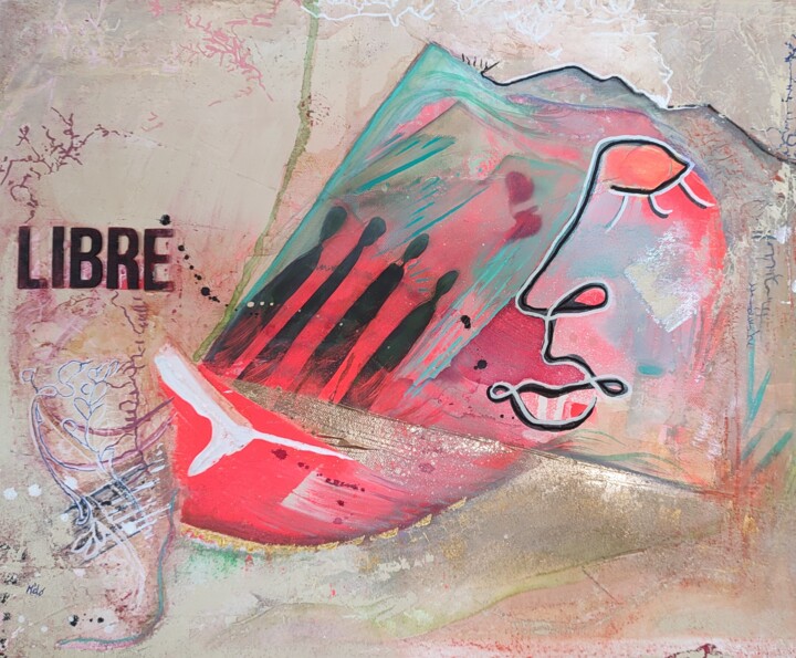 Painting titled ""Libre"" by Mélo, Original Artwork, Acrylic Mounted on Wood Stretcher frame