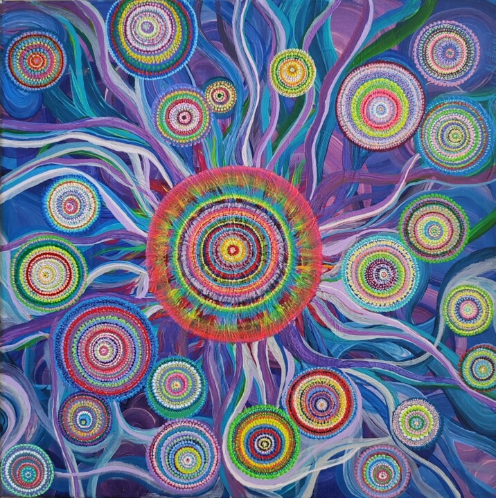 Картина под названием "More colours" - Elena Moshchenko, Подлинное произведение искусства, Акрил Установлен на Деревянная па…
