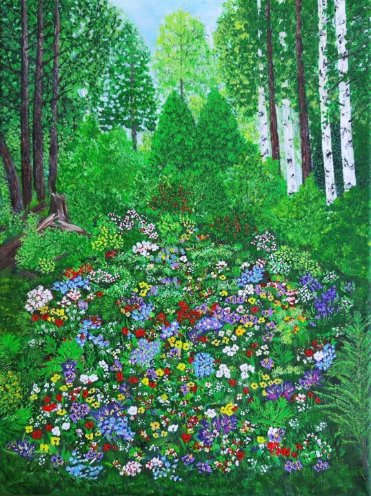 Peinture intitulée "Mixed nature" par Elena Moshchenko, Œuvre d'art originale, Acrylique