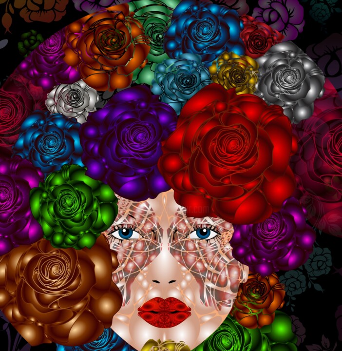 Digital Arts titled "flower gırl _2" by Melih Suad Kocabıçak, Original Artwork, 2D Digital Work