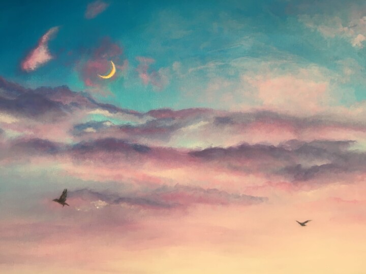 Картина под названием "Небо" - Melina Abdrashitova, Подлинное произведение искусства, Акрил