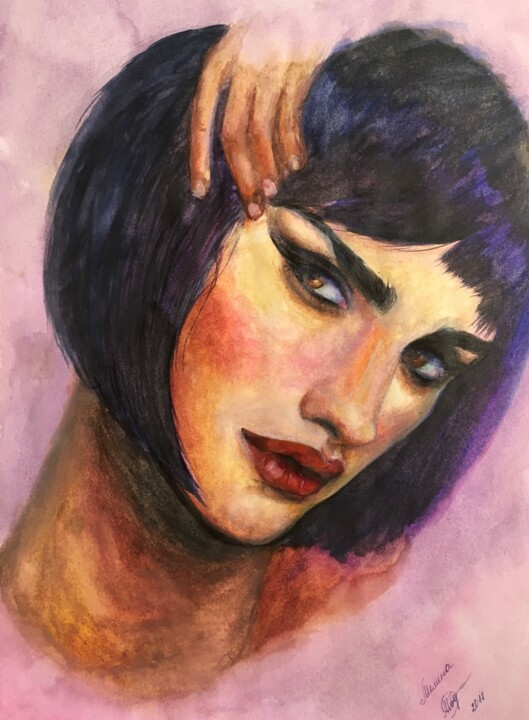 Pintura titulada "Penelope" por Melina Abdrashitova, Obra de arte original, Acuarela Montado en Vidrio