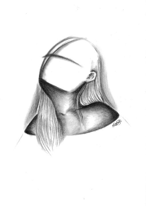 Drawing titled "Faceless" by Melina Aurelia (Melspi Art), Original Artwork, Charcoal