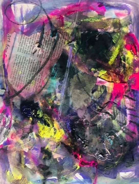 Картина под названием "View from above" - Melina Mataji, Подлинное произведение искусства, Коллажи Установлен на картон