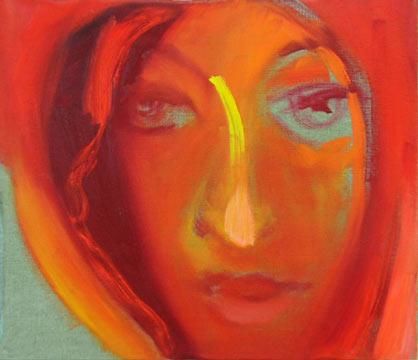 Malerei mit dem Titel "Rolling Eyes" von Melinda Torok, Original-Kunstwerk, Öl