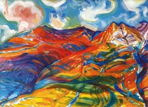 Painting titled "French Alps" by Melinda Torok, Original Artwork, Oil