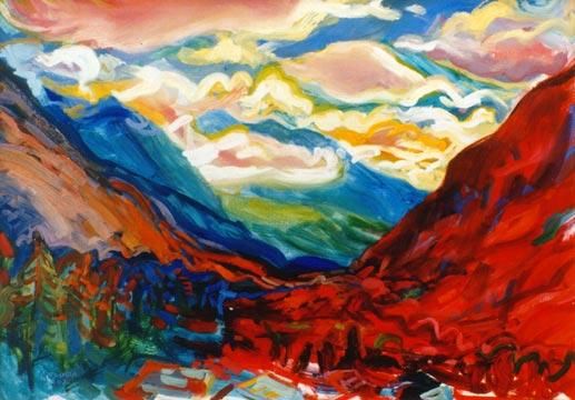 Painting titled "Valley of Arc" by Melinda Torok, Original Artwork, Oil